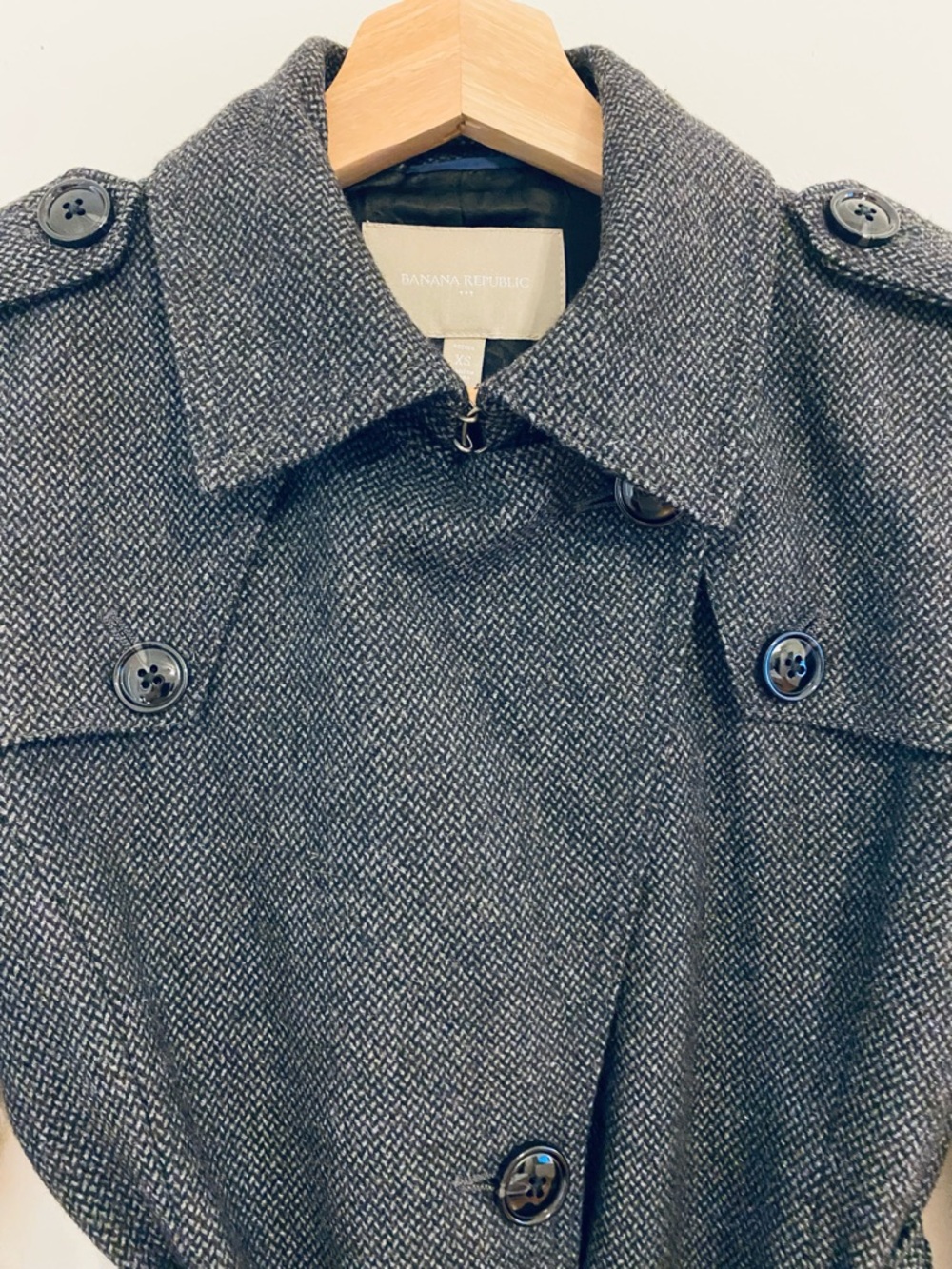 Banana Republic Gray Herringbone Wool Coat